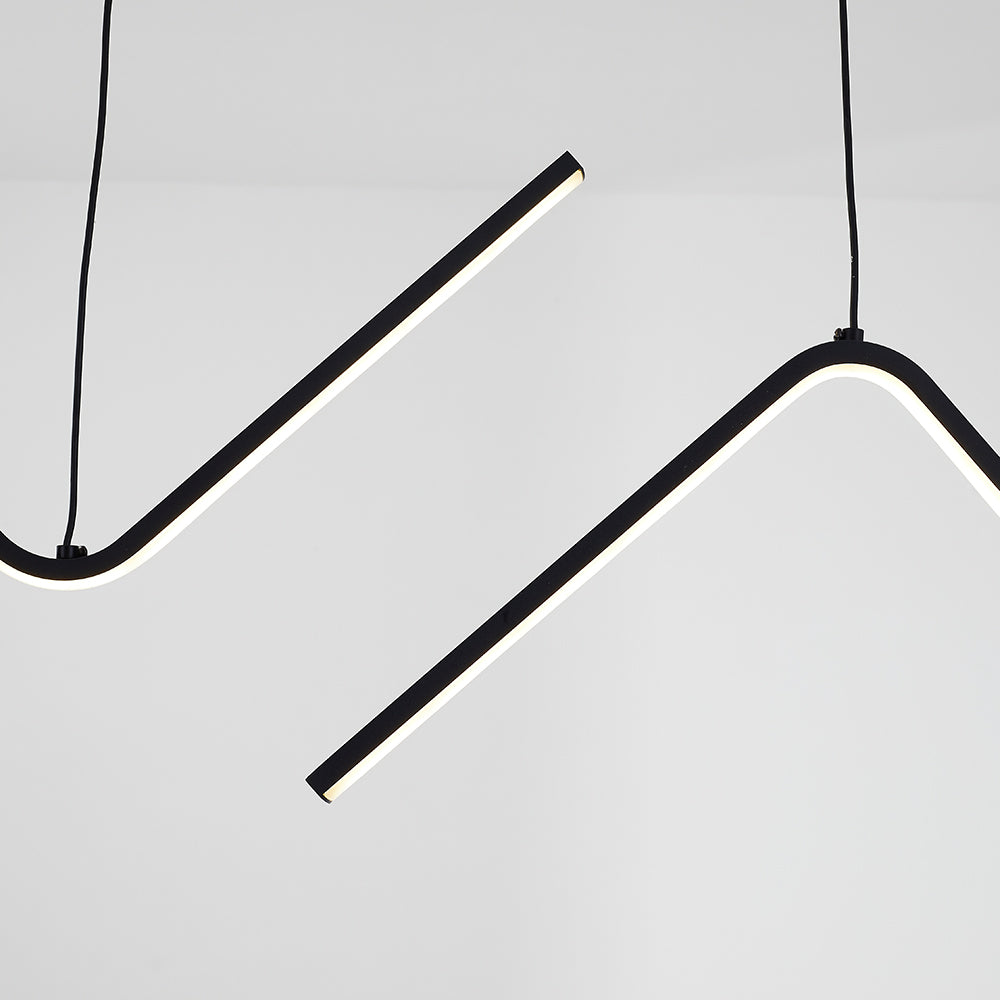 Arisha Modern Wavy linear Pendant Light Double, Black/Gold