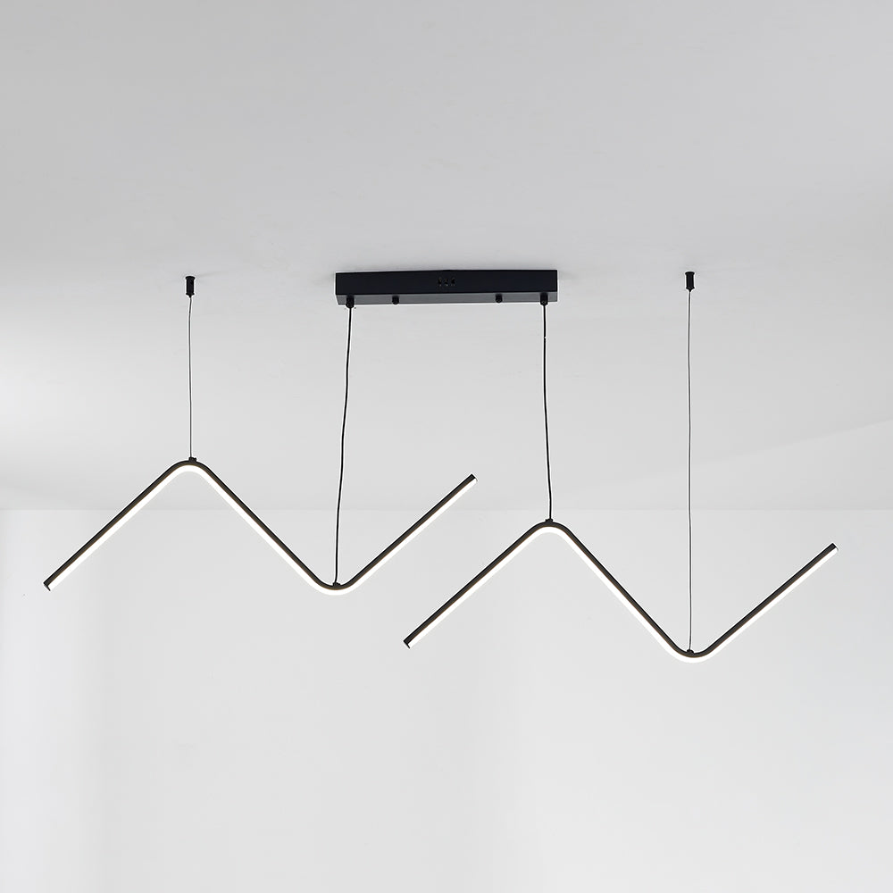 Arisha Modern Wavy linear Pendant Light Double, Black/Gold