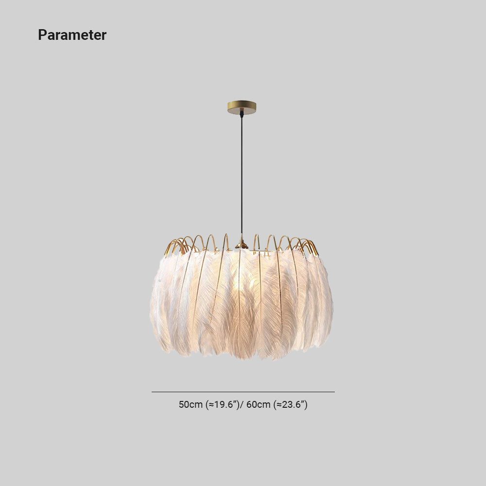 O'Moore Elegant Feather Pendant Light, Black/White, Bedroom/Living Room