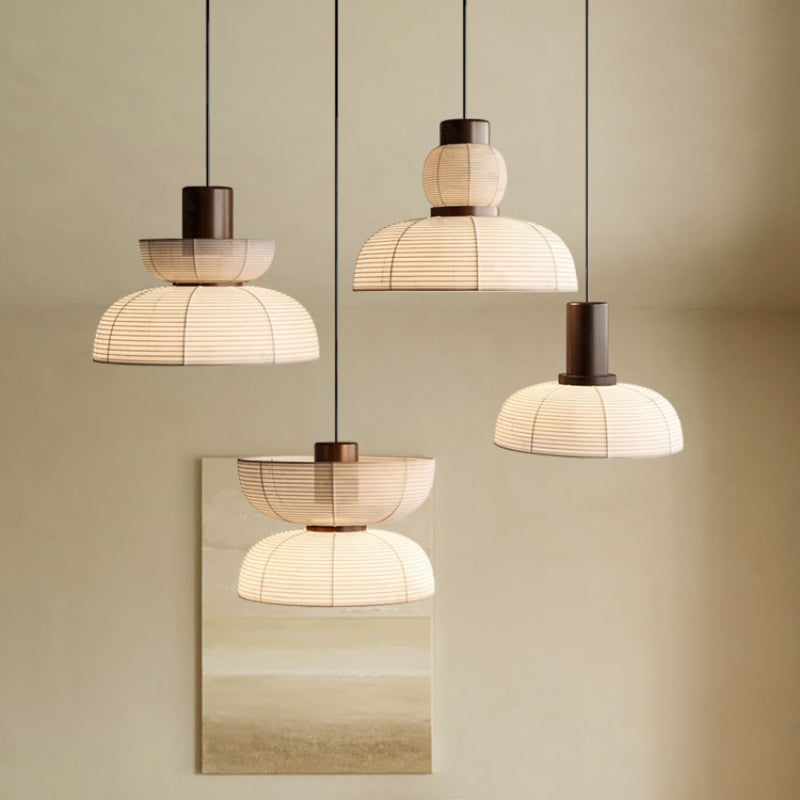 Ritta Pendant Light Neutral Paper Modern  Fabric White