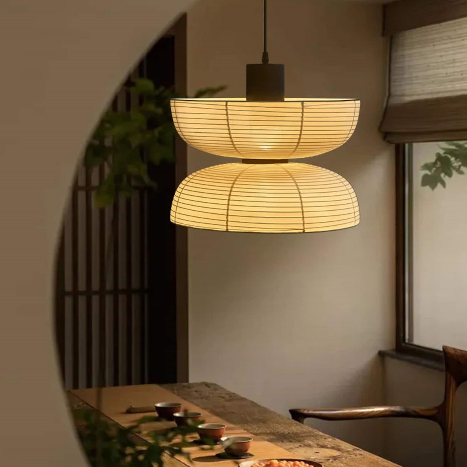 Ritta Pendant Light Neutral Paper Modern  Fabric White