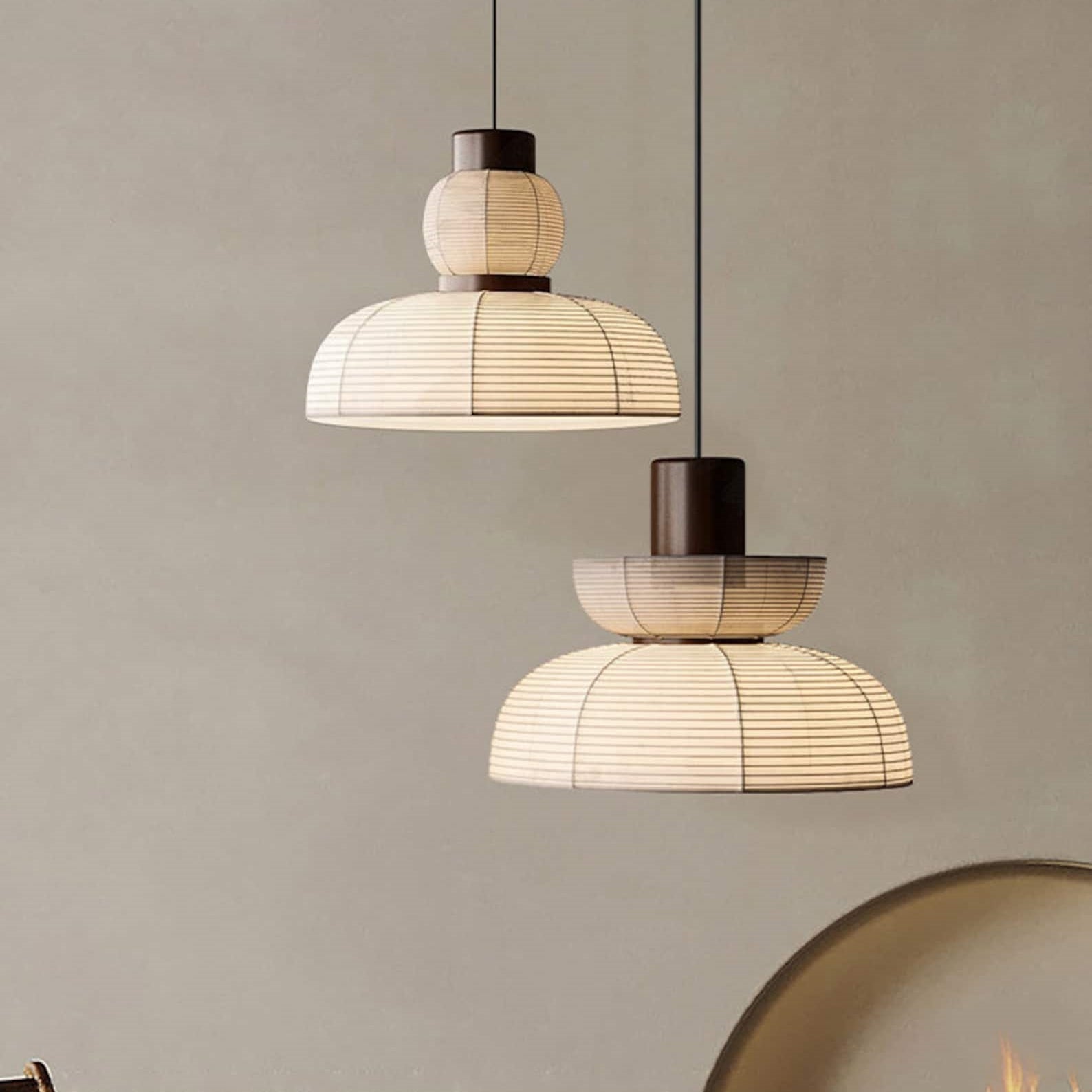 Ritta Pendant Light Neutral Paper Modern  Fabric White