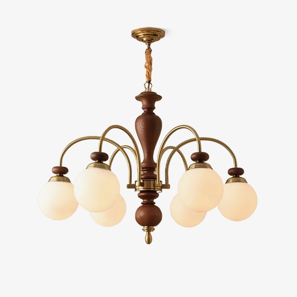 Solara Chandelier Classic Wooden Brass - Letslighting