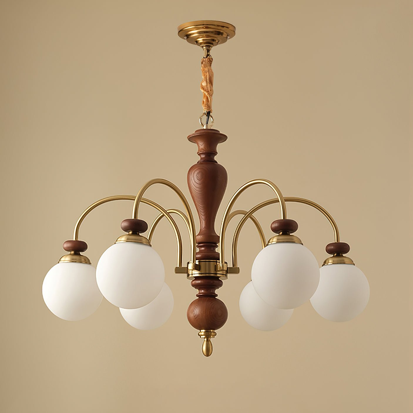 Solara Chandelier Classic Wooden Brass - Letslighting