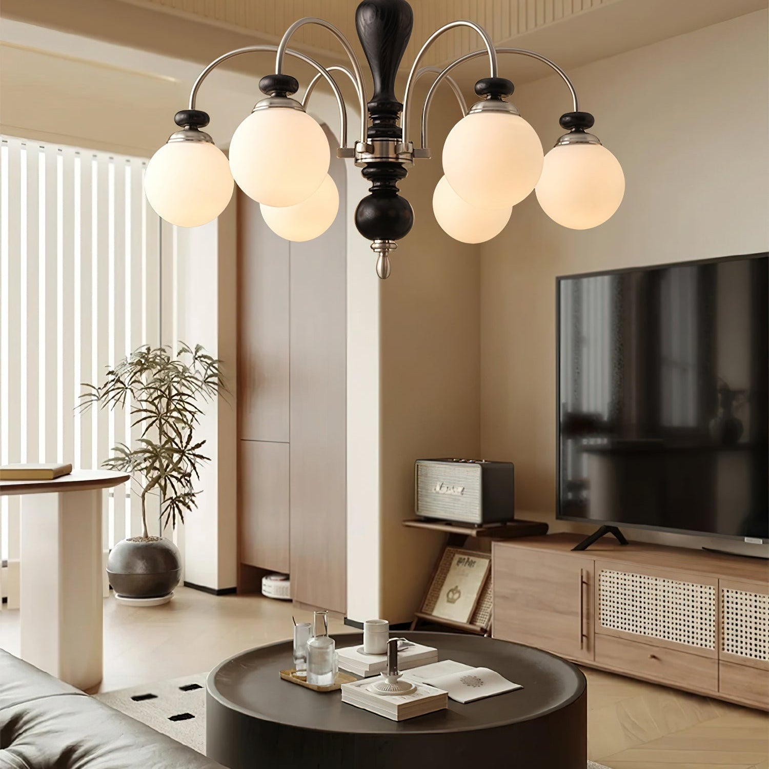 Solara Chandelier Classic Wooden Brass - Letslighting