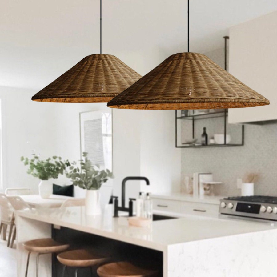 Muto Vintage Handmade LED Rattan Pendant Light Living Room