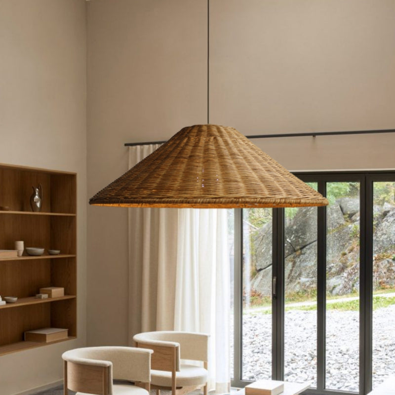 Muto Vintage Handmade LED Rattan Pendant Light Living Room
