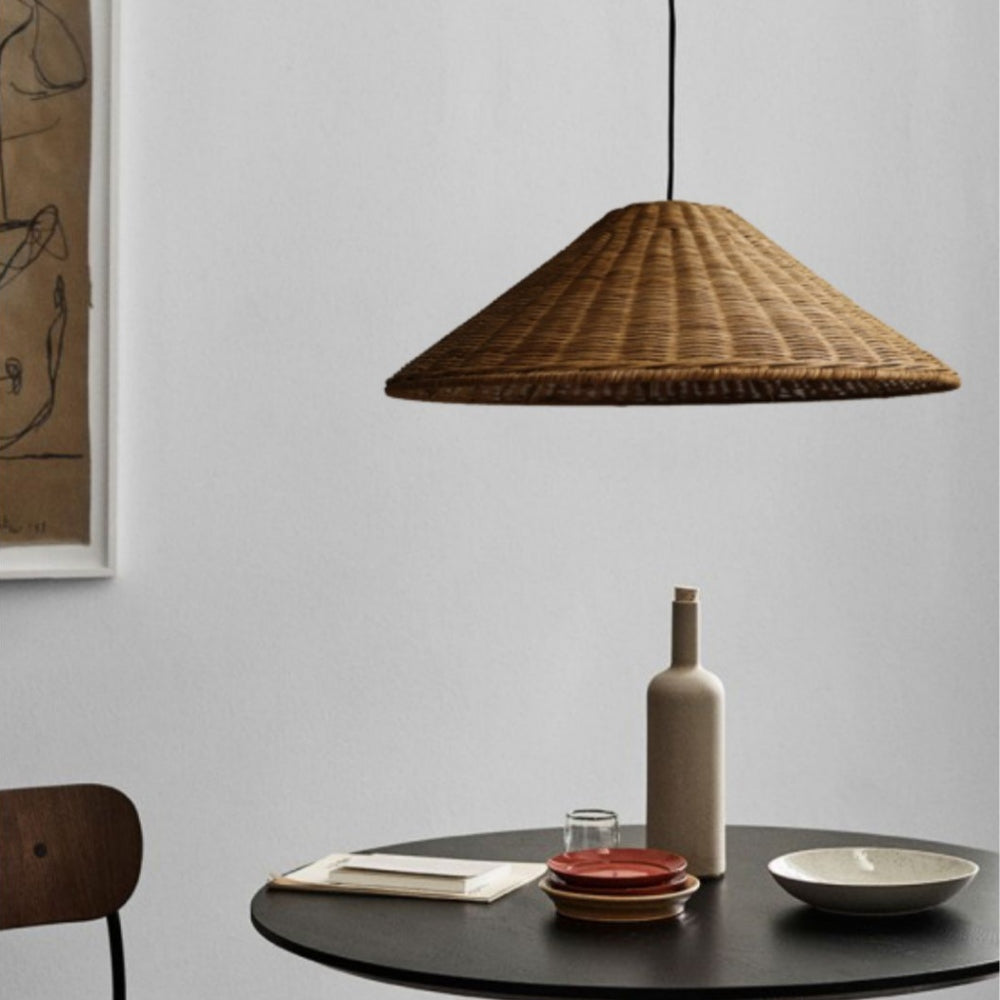 Muto Vintage Handmade LED Rattan Pendant Light Living Room