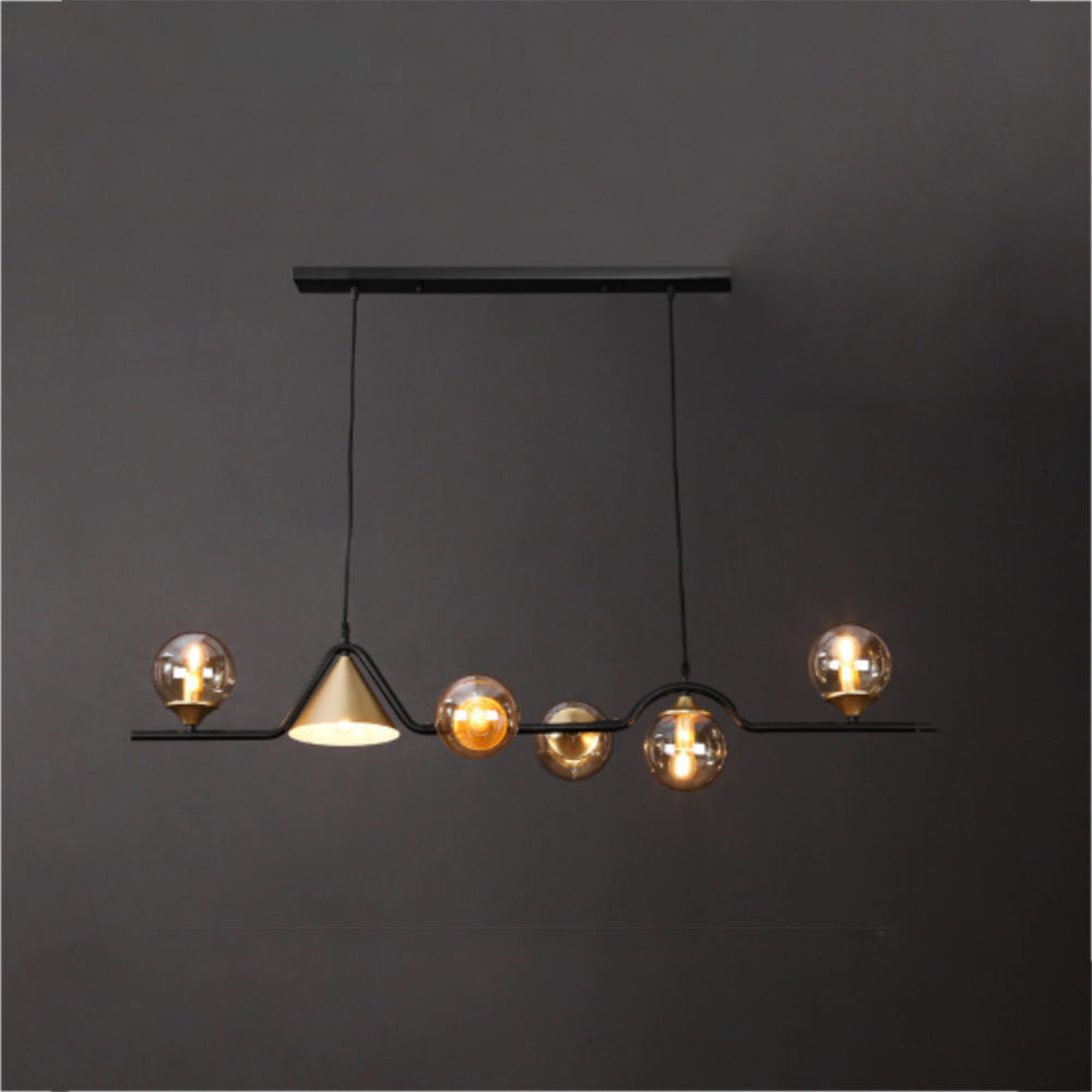 Arisha Modern LED Pendant Light Black/Gold Glass Living Room/Bedroom