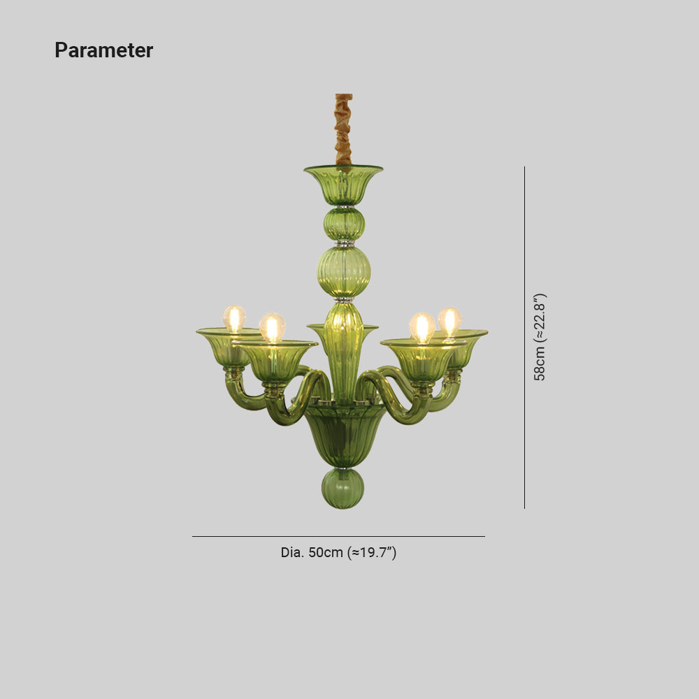 Silva   Chandelier Retro Glass  Yellow&Green&Clear