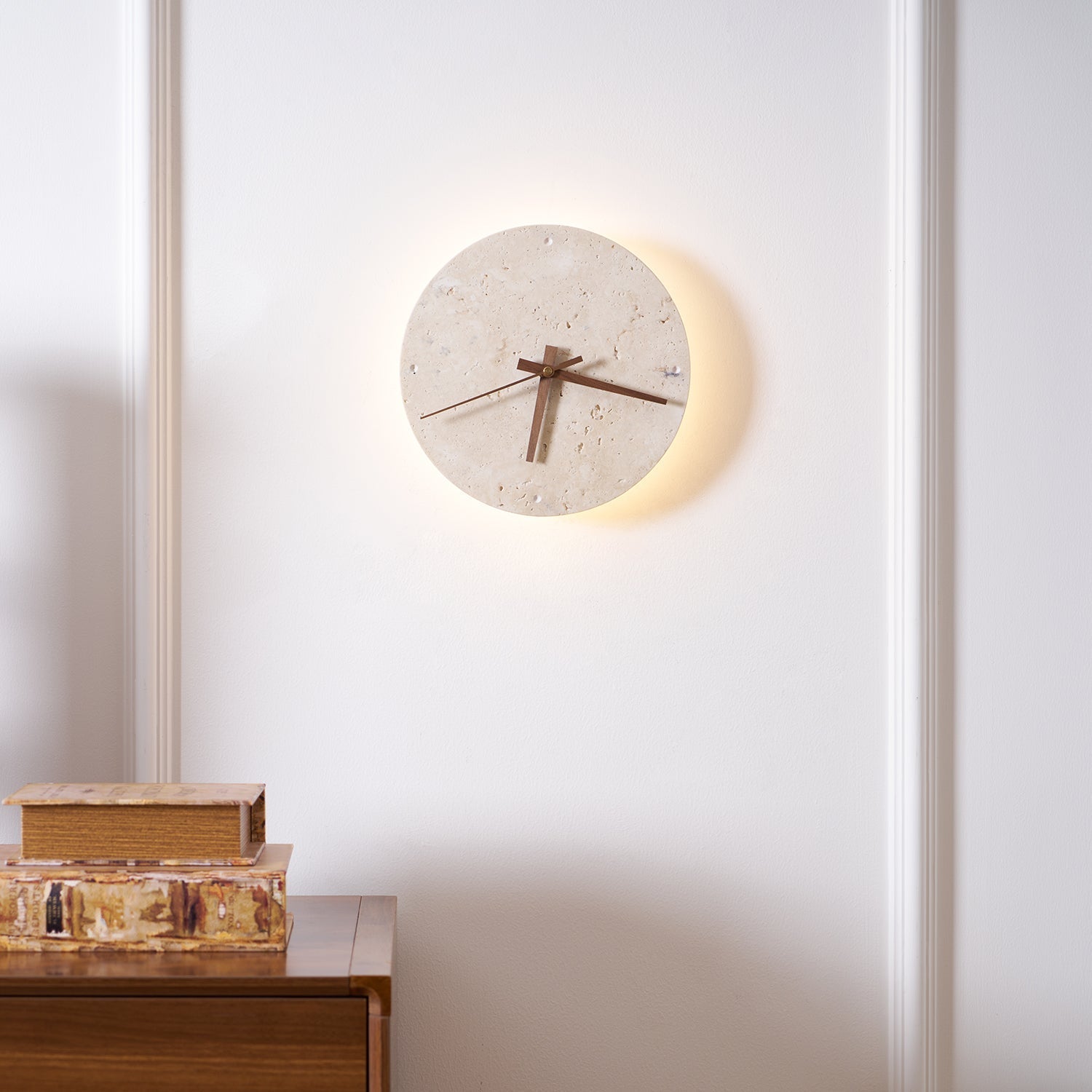 Wall Lamp Travertine Clock with Modern Minimalist Style Natural - Letslighting