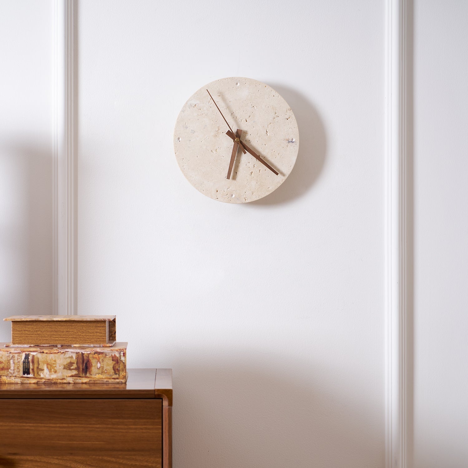 Wall Lamp Travertine Clock with Modern Minimalist Style Natural - Letslighting