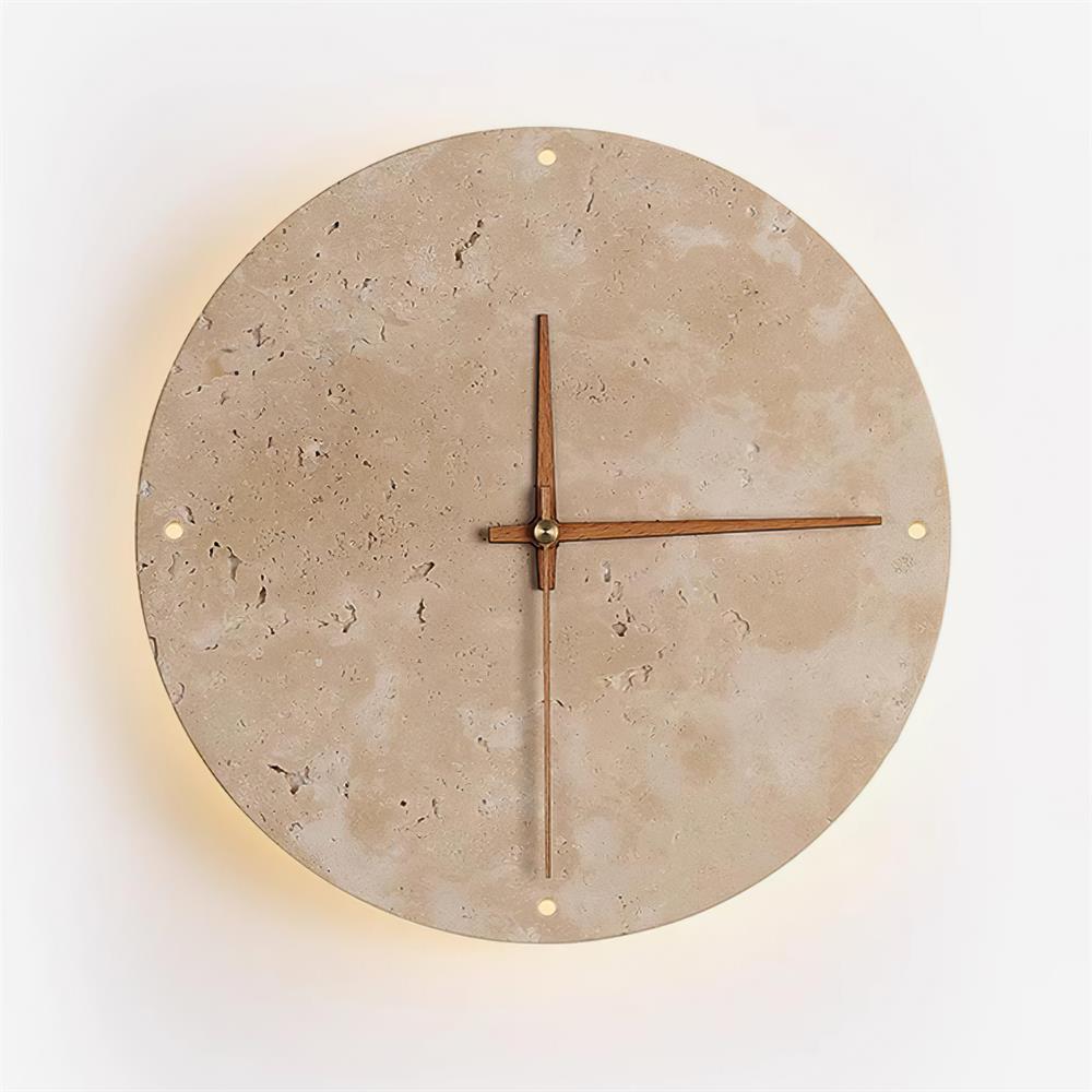 Wall Lamp Travertine Clock with Modern Minimalist Style Natural - Letslighting