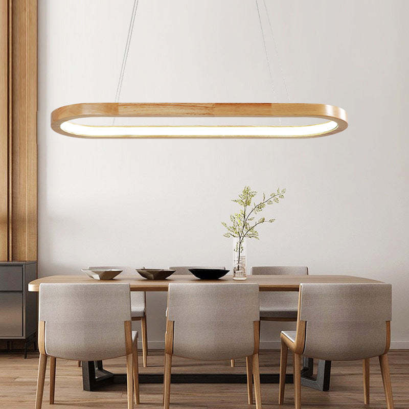 Muto Contemporary Oval Wooden Pendant Light