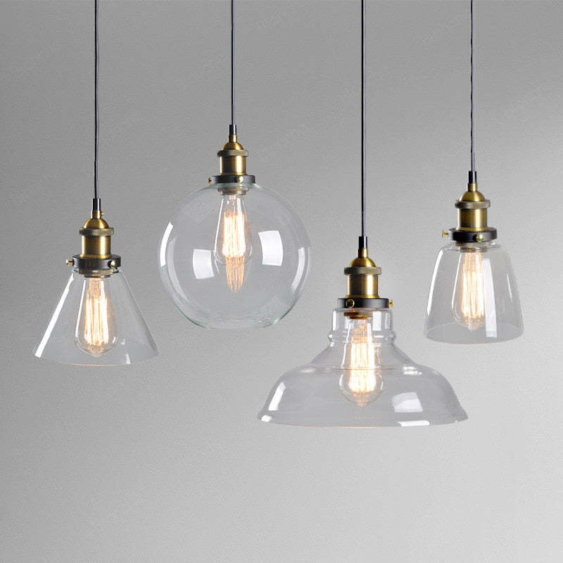 Valentina Industrial Glass Pendant Light Clear/Amber/Smoke Grey