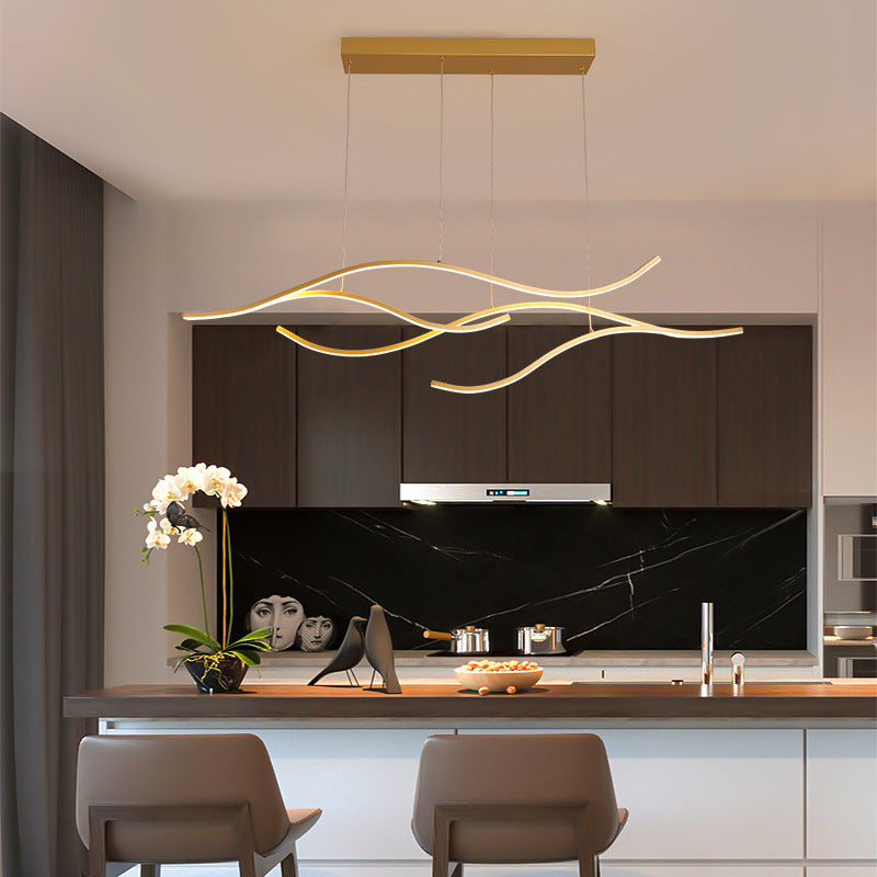 Arisha Pendant Light, Multi-Curved, Black/Gold