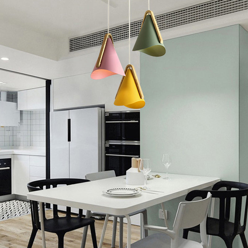 Valentina Modern Cone Pendant Light, Wood/Metal