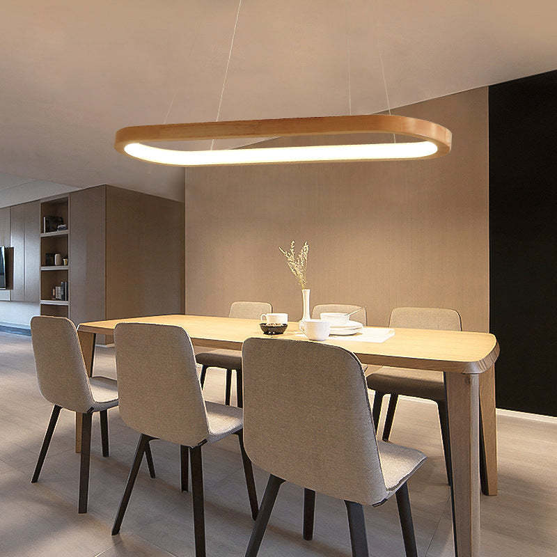 Muto Contemporary Oval Wooden Pendant Light