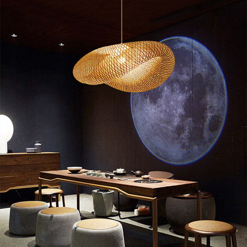 Ritta Natural Pendant Light for Dining Room/Kitchen Island, Bamboo