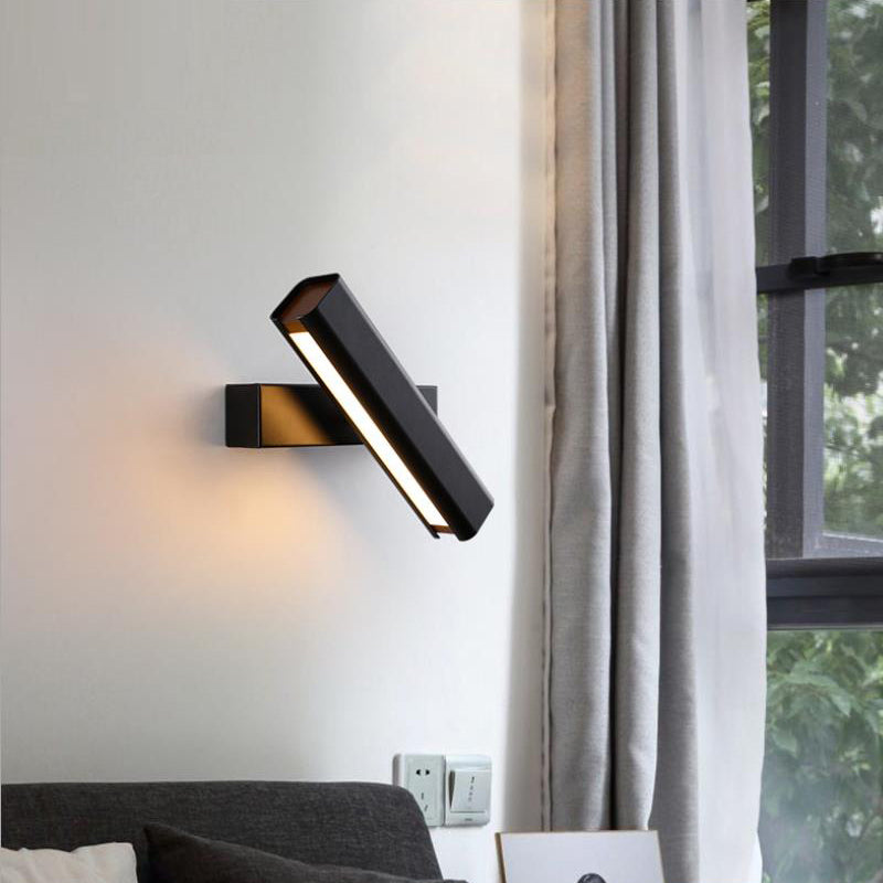 Ray Modern Rectangles Metal Rotatable Wall Lamp, Black/White