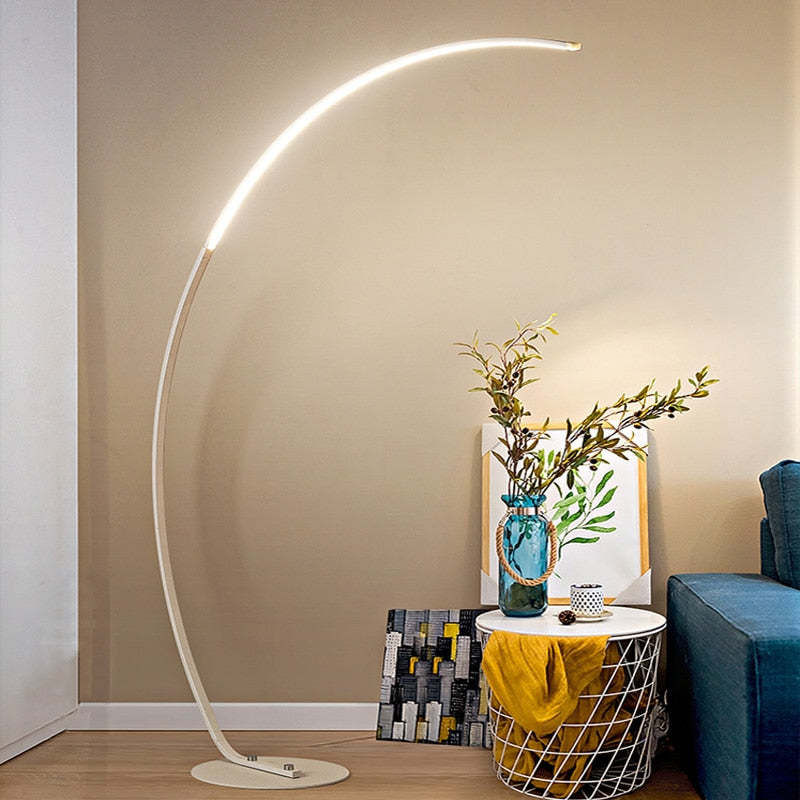 Mira Modern Arc LED Floor Lamp, Black/White, Metal/Silicon