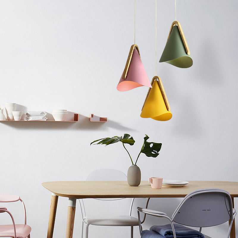 Valentina Modern Cone Pendant Light, Wood/Metal