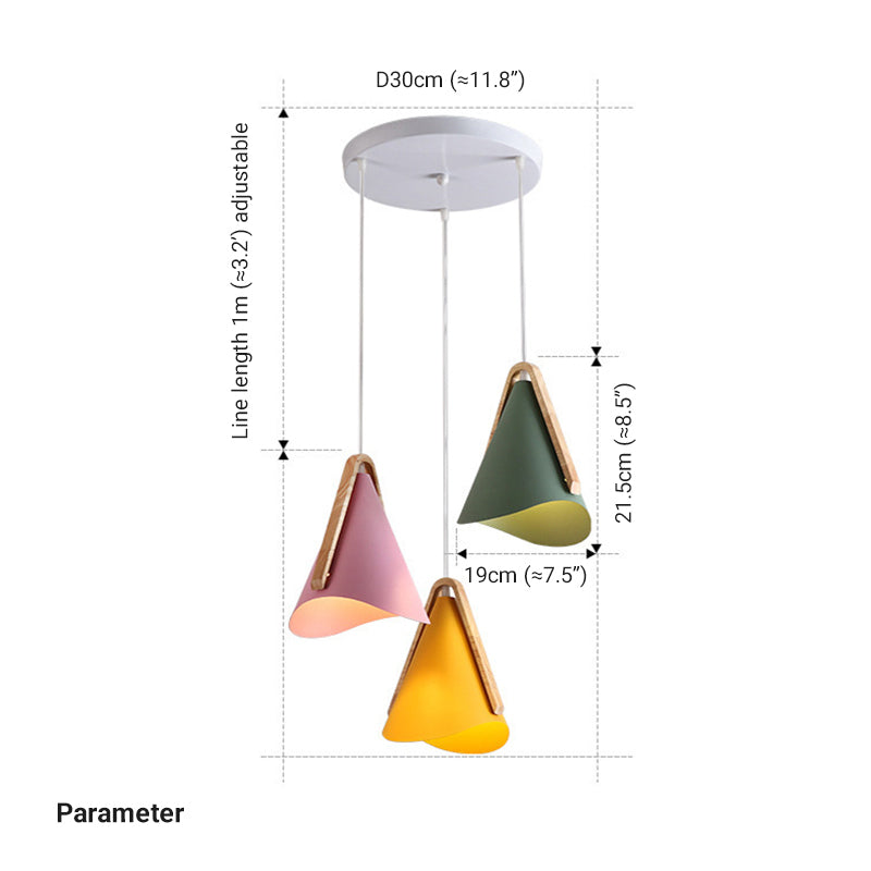 Valentina Modern Cone Pendant Light, Wood/Metal