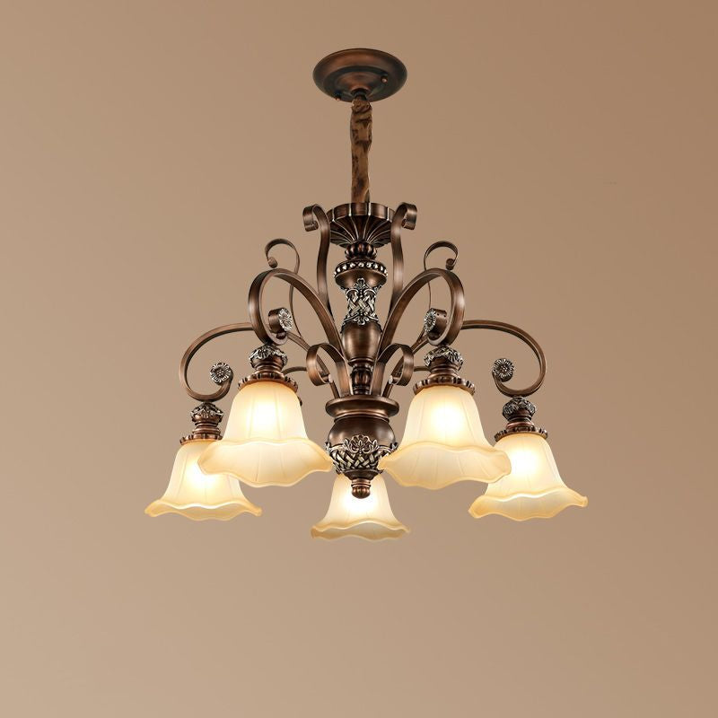 Arisha Retro Flower Pendant Light Metal Glass Living Room Bedroom
