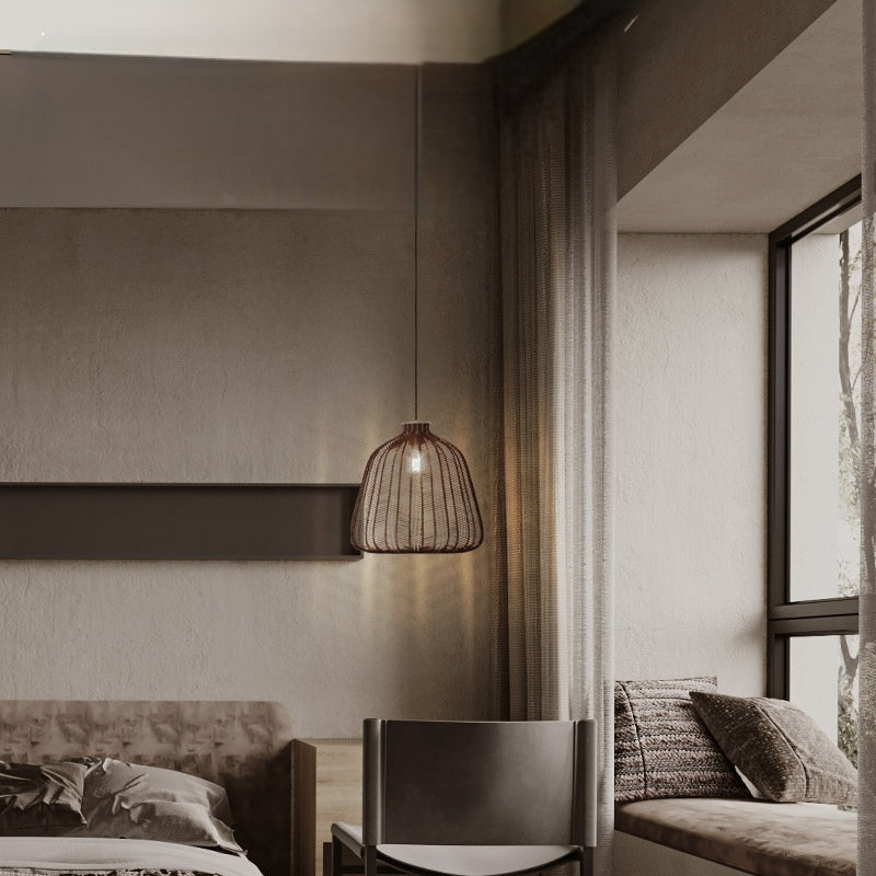 Muto Minimalist LED Pendant Light Rattan Living Room Bedroom Bar