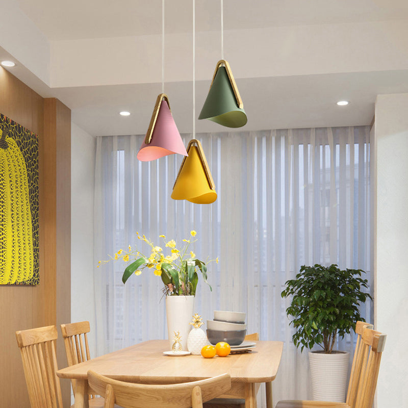 Valentina Modern Cone Pendant Light, Wood/Metal