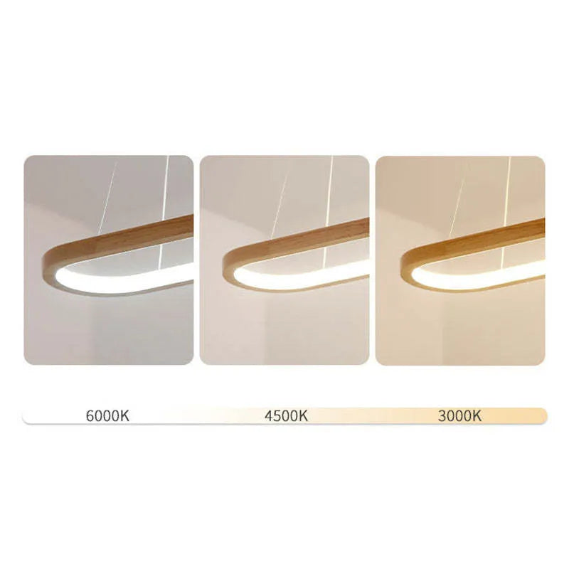 Muto Contemporary Oval Wooden Pendant Light