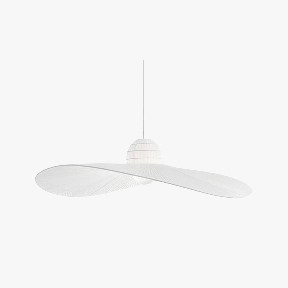 Ritta Modern Woven Wide-Brimmed Hat Shape Metal/Fabric Pendant Light, Black/White