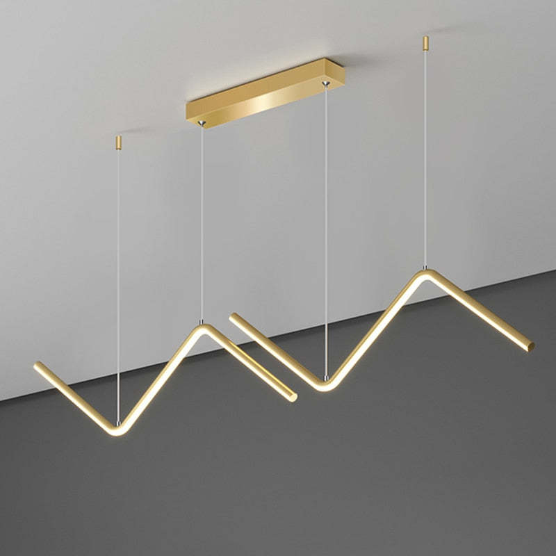 Arisha Modern Wavy linear Pendant Light Double, Black/Gold