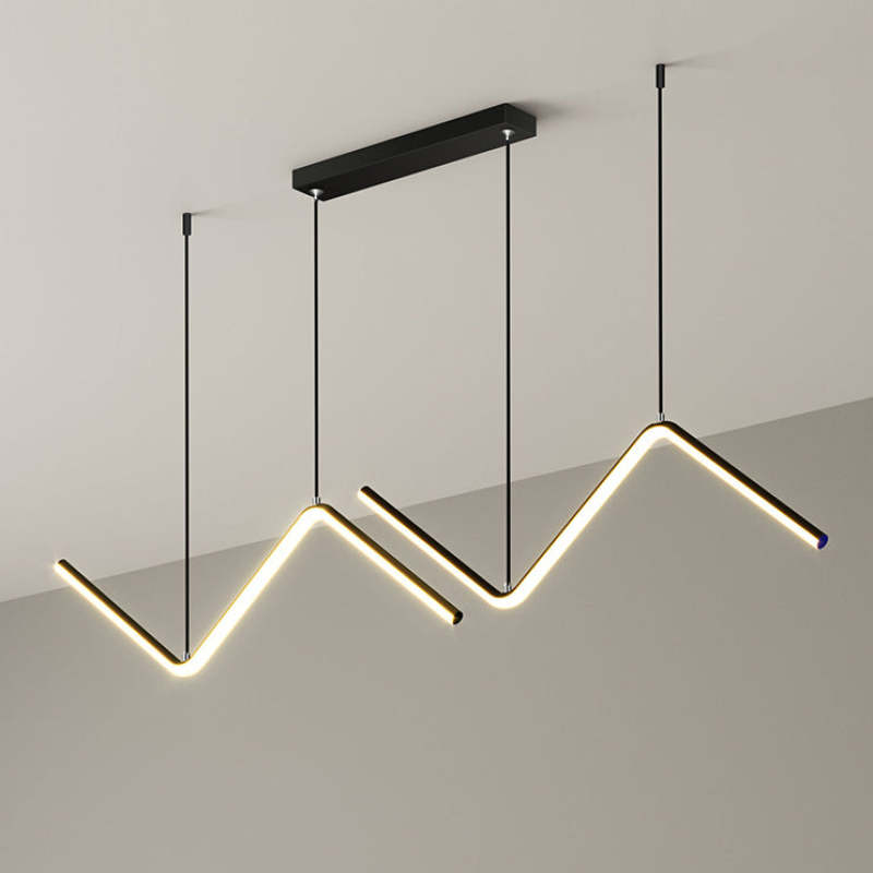 Arisha Modern Wavy linear Pendant Light Double, Black/Gold