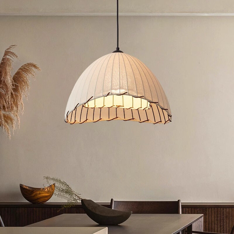 Ritta Boho Decorative LED Pendant Light Yellow Fabric Bedroom Restaurant