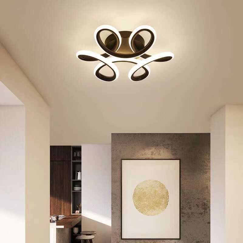 Arisha Modern Flower Shape Metal Ceiling Light, Black/White, Hallway