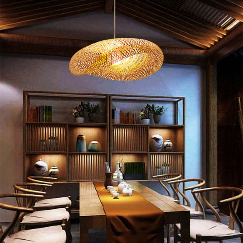 Ritta Natural Pendant Light for Dining Room/Kitchen Island, Bamboo