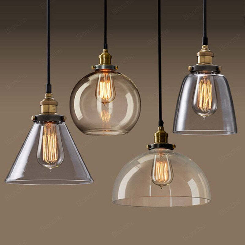 Valentina Industrial Glass Pendant Light Clear/Amber/Smoke Grey