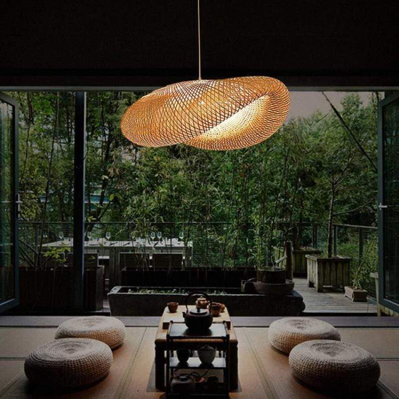 Ritta Natural Pendant Light for Dining Room/Kitchen Island, Bamboo
