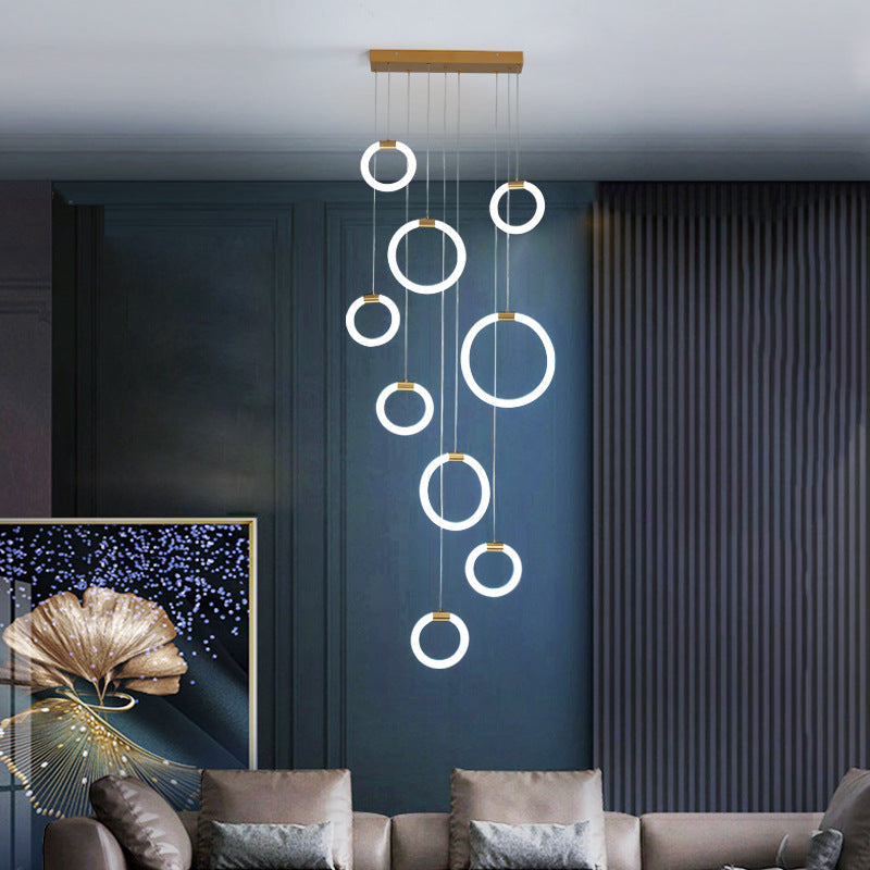 Arisha Minimalist Staircase Ring Metal Pendant Light