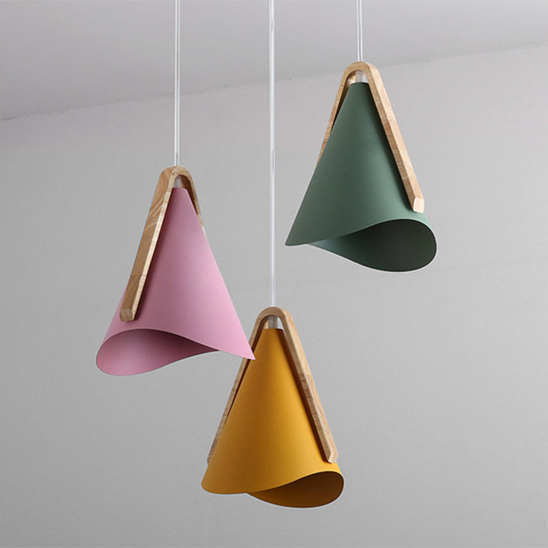 Valentina Modern Cone Pendant Light, Wood/Metal