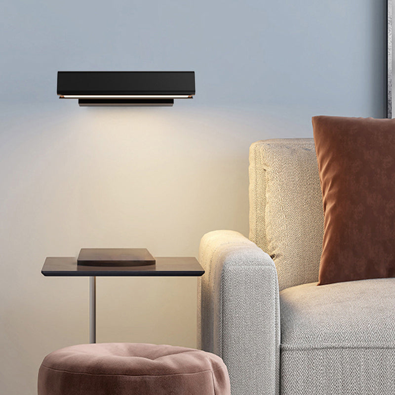 Ray Modern Rectangles Metal Rotatable Wall Lamp, Black/White