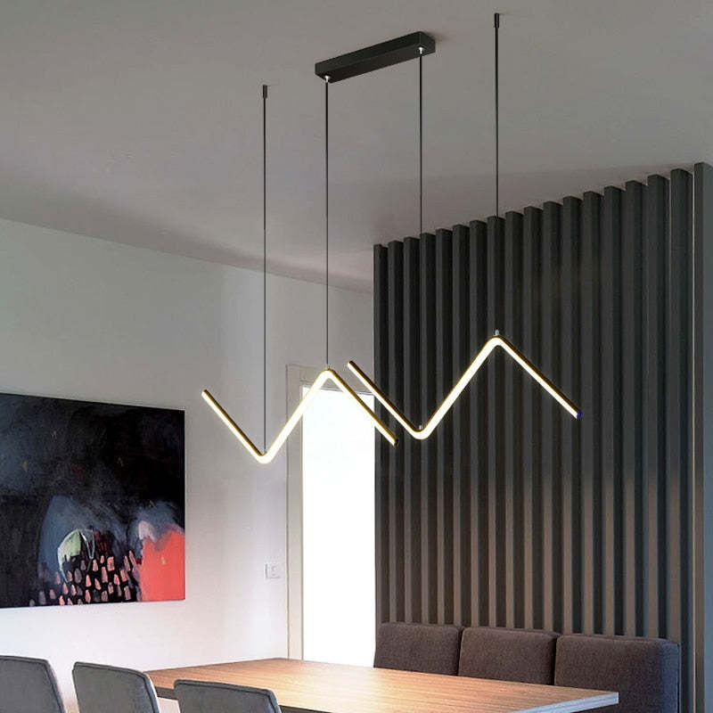 Arisha Modern Wavy linear Pendant Light Double, Black/Gold