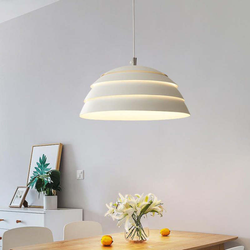 Arisha Design Semi-Globe Metal Pendant Light, Black/White