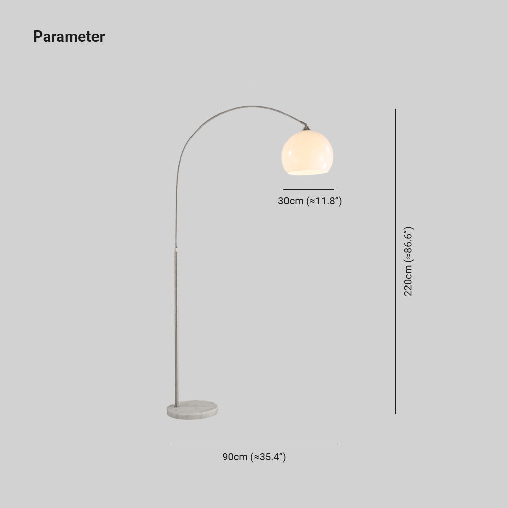 Mira Floor Arc Lamp, Tall Floor Light, Modern, Orange/ White