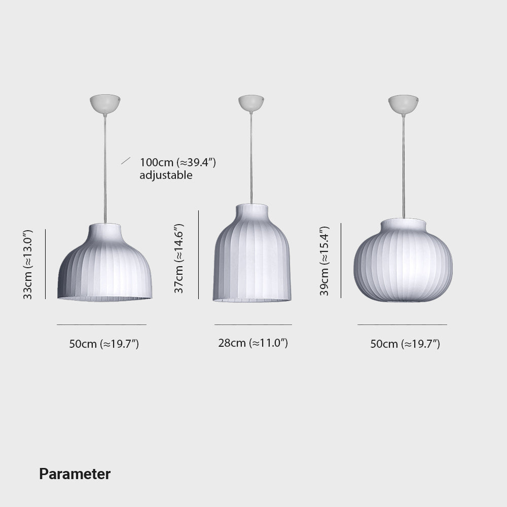 Ritta French Vintage White Pendant Light, Synthetic Silk