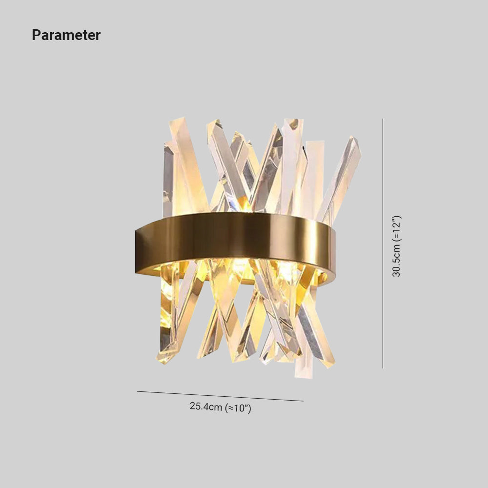Kristy Decorative Geometric Crystal/Metal Wall Lamp, Gold
