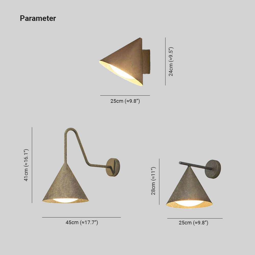 Ray Modern Minimalist Cone Metal Outdoor Waterproof Wall Lamp，Black/Gold