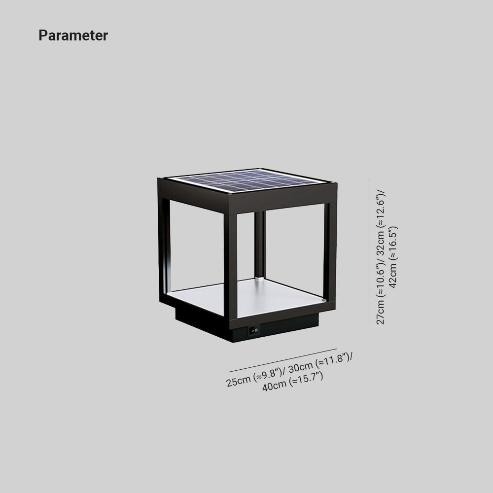 Ray Square Frame Black Contemporary Solar/Hardwire Outdoor Post  Light