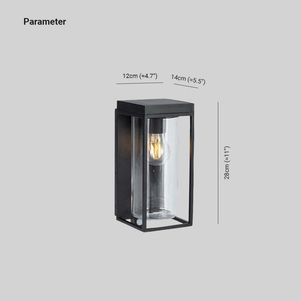 Ray Modern Rectangular Solar Waterproof Glass Outdoor Wall Lamp